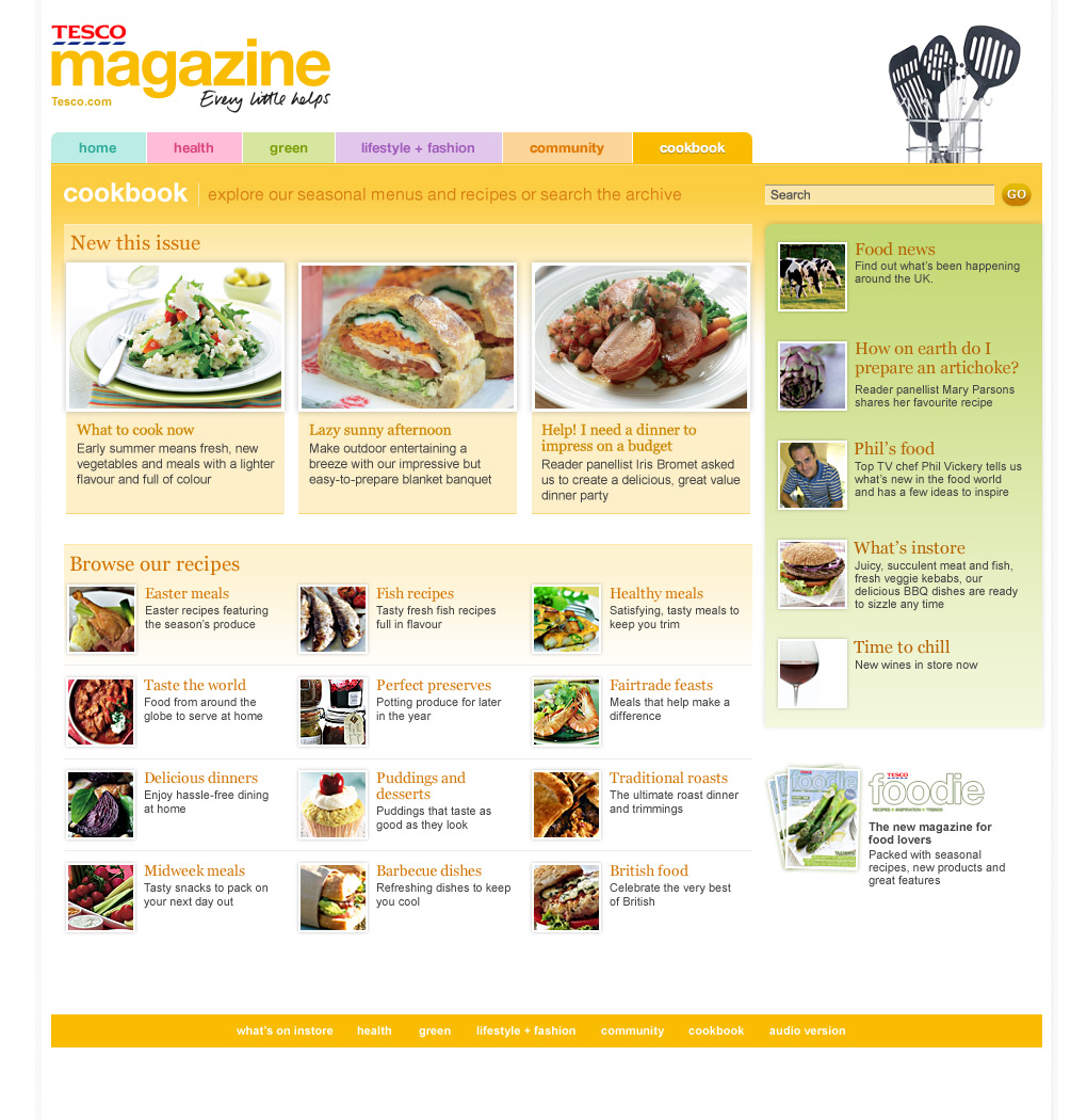 Tesco Magazine Cookbook section.