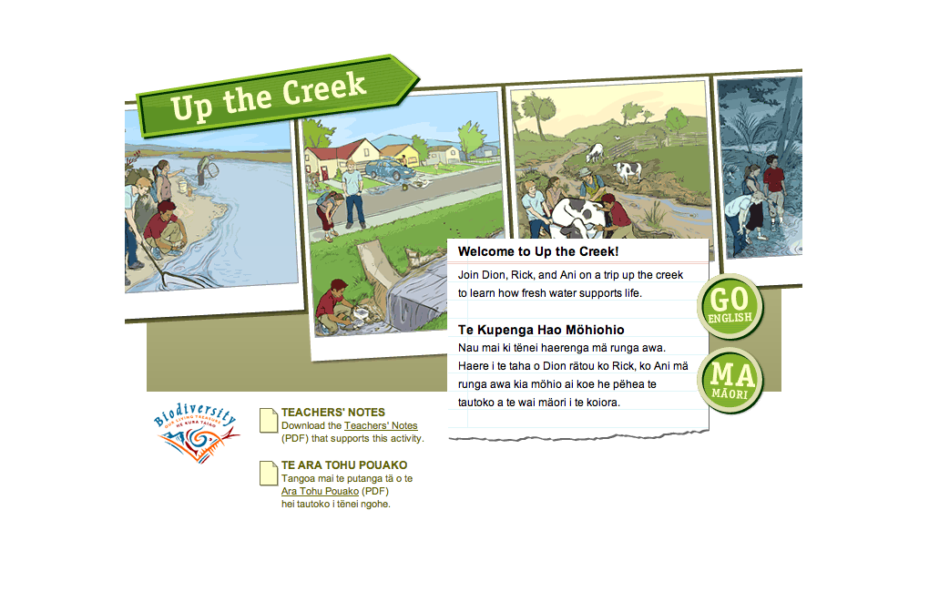 DOC Up The Creek homepage.